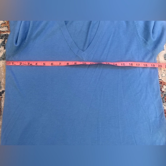 Lauren Ralph Lauren Pullover Knit V-Neck Blue Sweater Womens Sz L Modal Silk - Picture 8 of 9